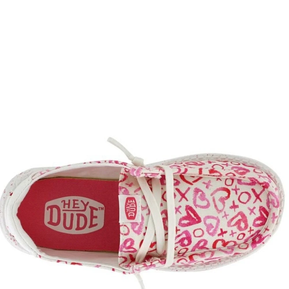 Hey Dude Womens/ Youth  Pink Heart Design
